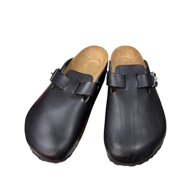 Birkenstock Boston BS Clogs Size 12 Black New Vintage Wood Leather 1023458 Mens